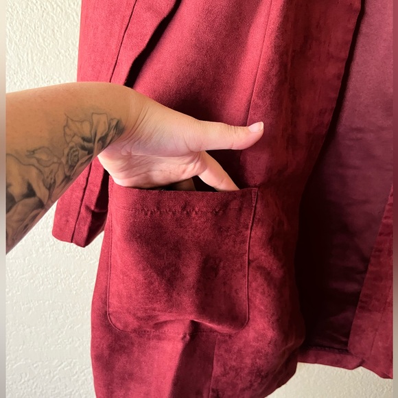 Draper’s & Damon’s Petites Micro Suede Topper Blazer Rust Large Disco 70's - Picture 3 of 10